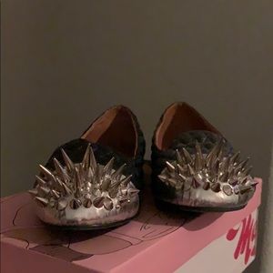 Black quilted silver Jeffrey Campbell flats